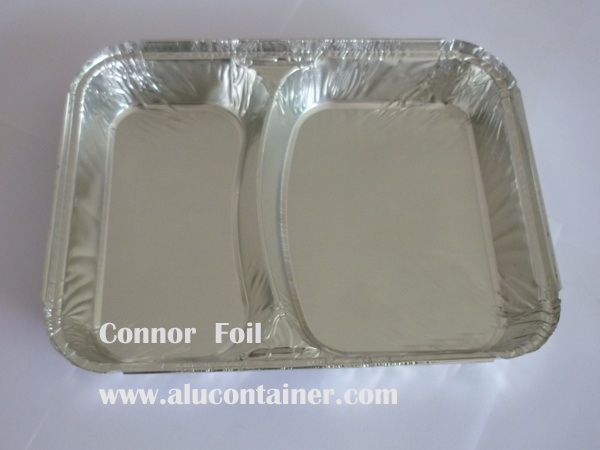 Aluminum Foil Two Compartment Rectangle Pans For Kitchen Use