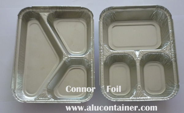 Aluminum Foil Three Compartment Rectangle Containers