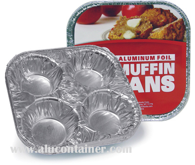 5 pk Aluminum Muffin Pan With 4 Cavity 6X6X1